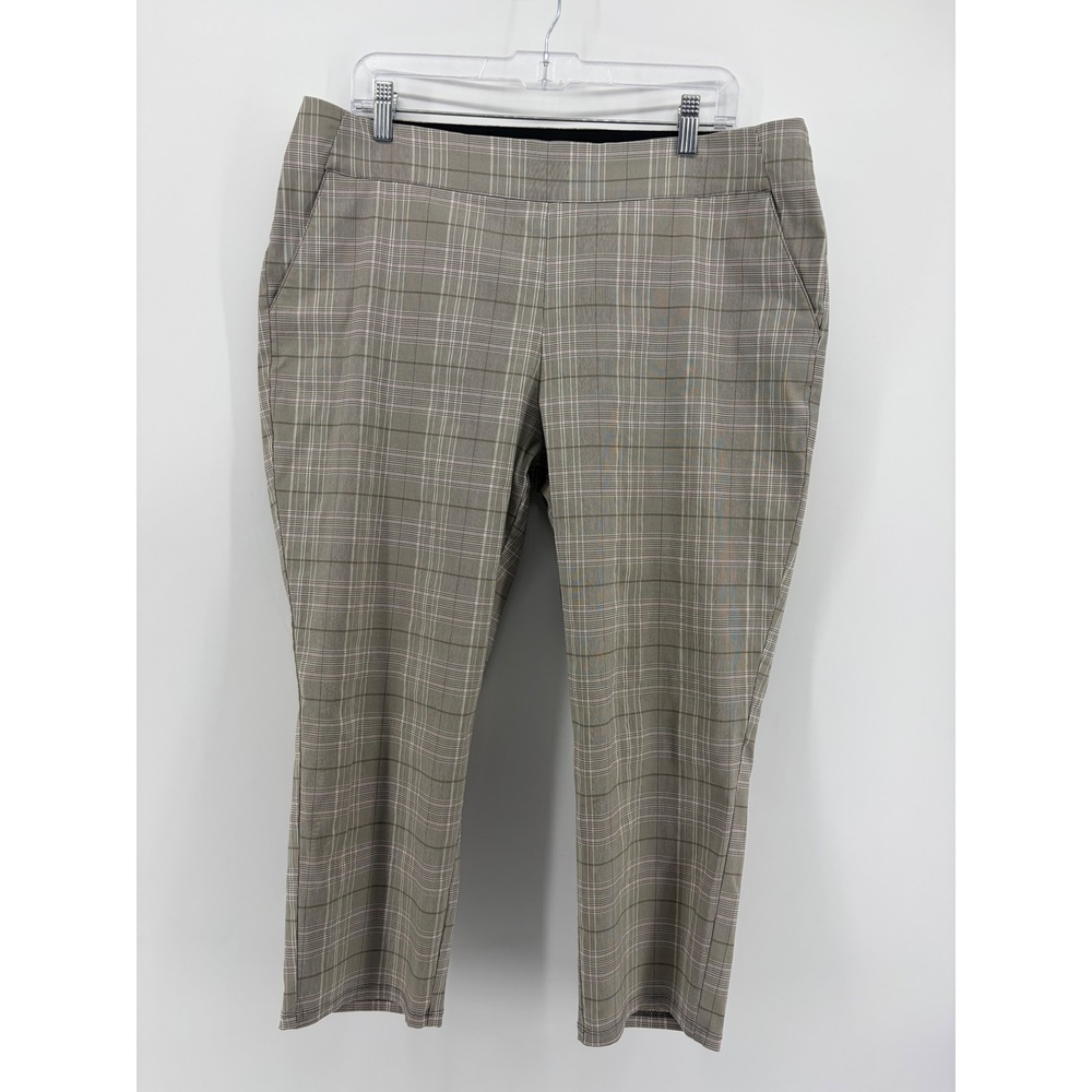 Simply Vera Vera Wang Womens XL Gray Plaid Capri Pants Pull On Stretch Trousers